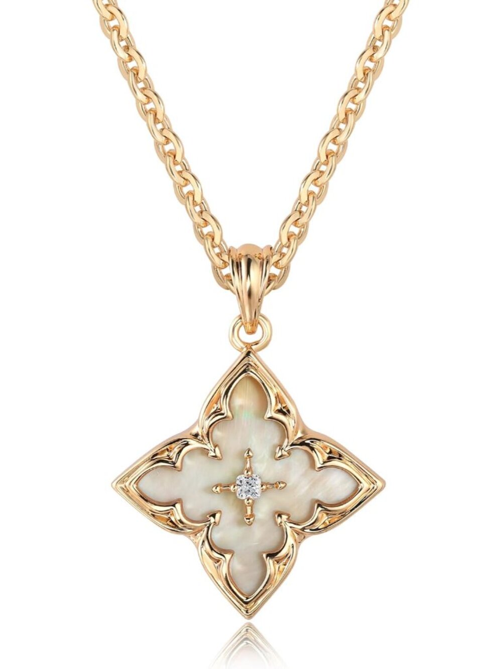 Elegant Mother of Pearl Clover Necklace - Hypoallergenic Gold Jewelry Gift